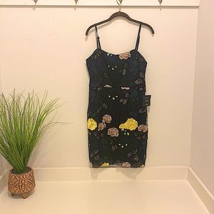 LuLus Black Floral Embroidered Sequin Mini Dress